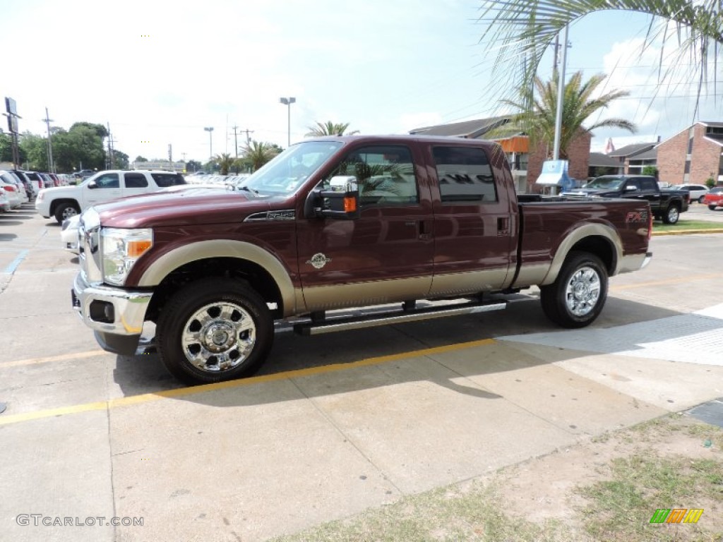 2012 F250 Super Duty Lariat Crew Cab 4x4 - Autumn Red Metallic / Adobe photo #4