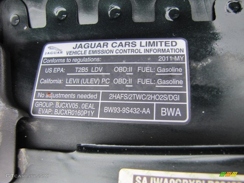 2011 Jaguar XF Premium Sport Sedan Info Tag Photos