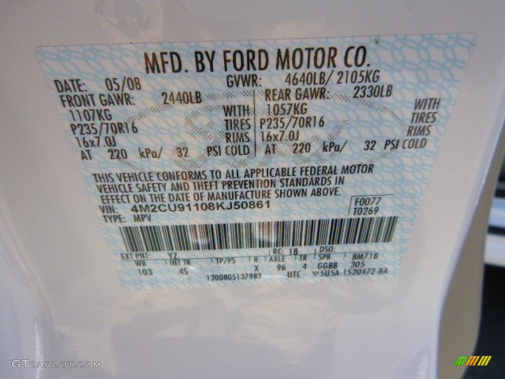 2008 Mariner V6 4WD - Oxford White / Stone photo #24