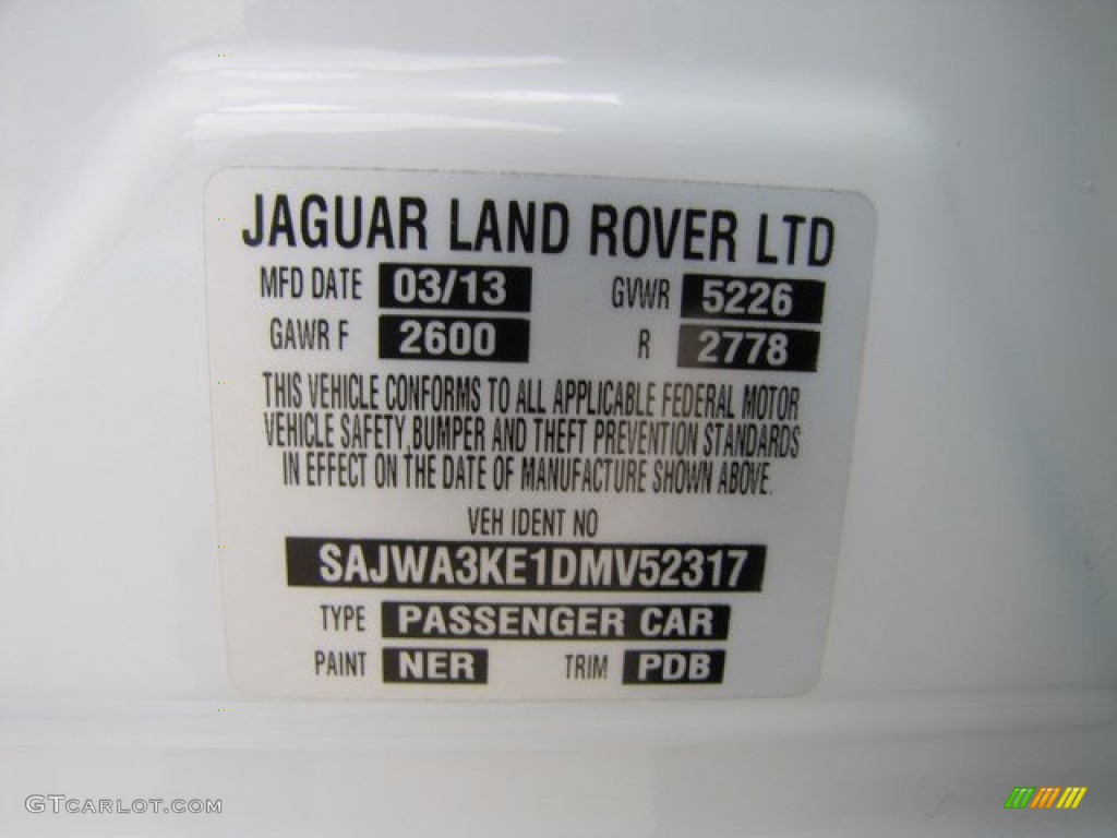 2013 Jaguar XJ XJL Supercharged Color Code Photos