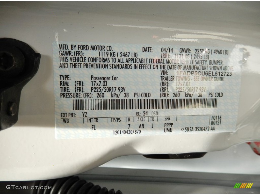2014 C-Max Color Code YZ for Oxford White Photo #93873064