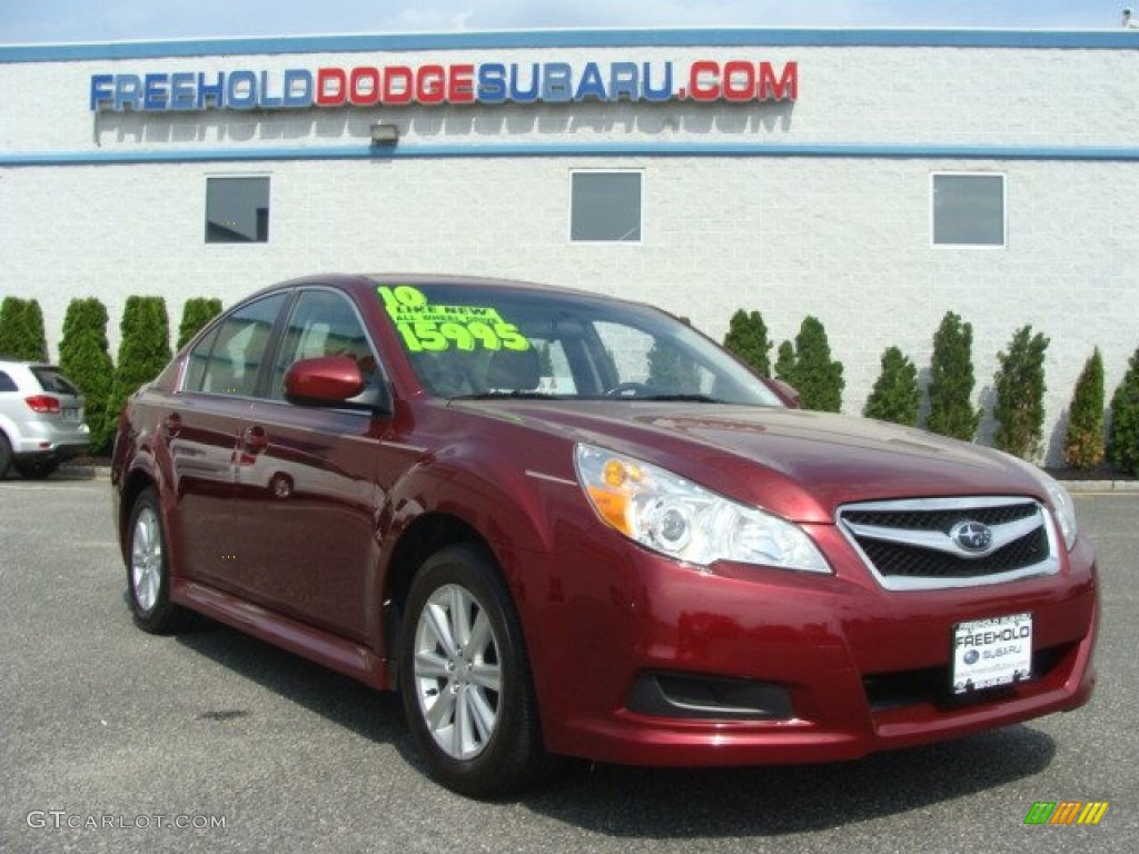 2010 Legacy 2.5i Premium Sedan - Ruby Red Pearl / Off Black photo #1