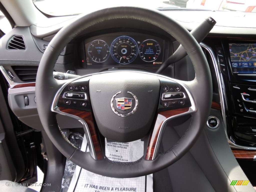 2015 Cadillac Escalade Luxury 4WD Jet Black Steering Wheel Photo #93886015