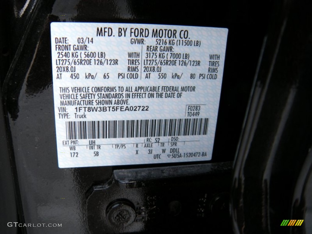2015 F350 Super Duty Color Code UH for Tuxedo Black Photo #93908066