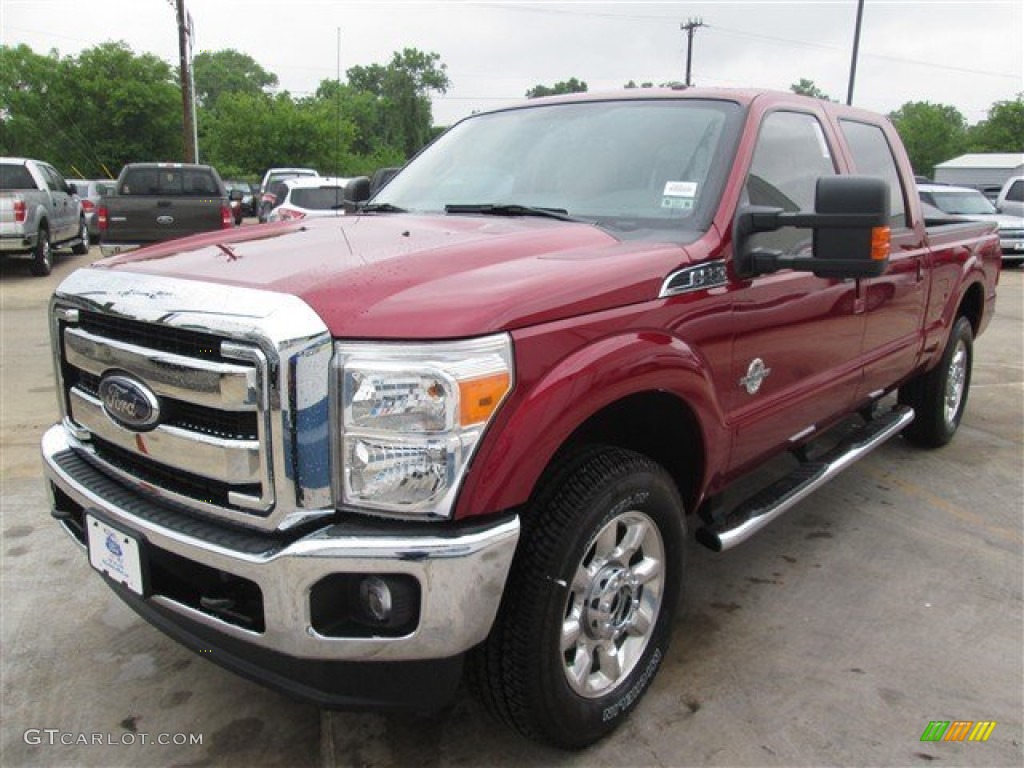 2015 F250 Super Duty Lariat Crew Cab 4x4 - Ruby Red / Adobe photo #3