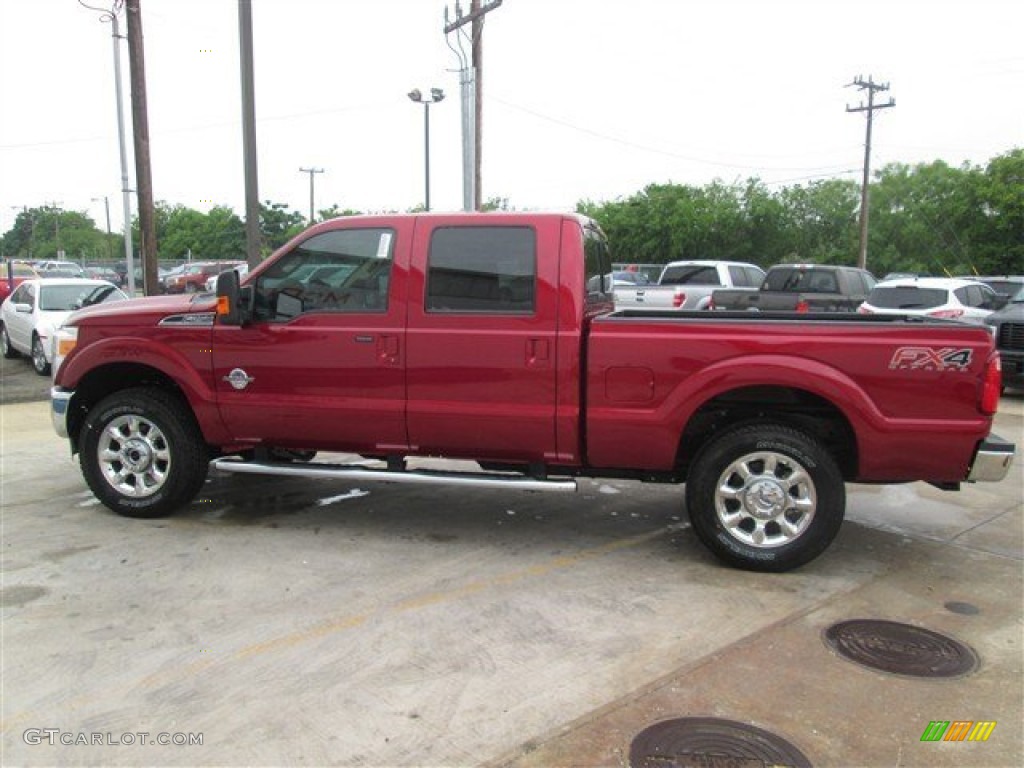 2015 F250 Super Duty Lariat Crew Cab 4x4 - Ruby Red / Adobe photo #4