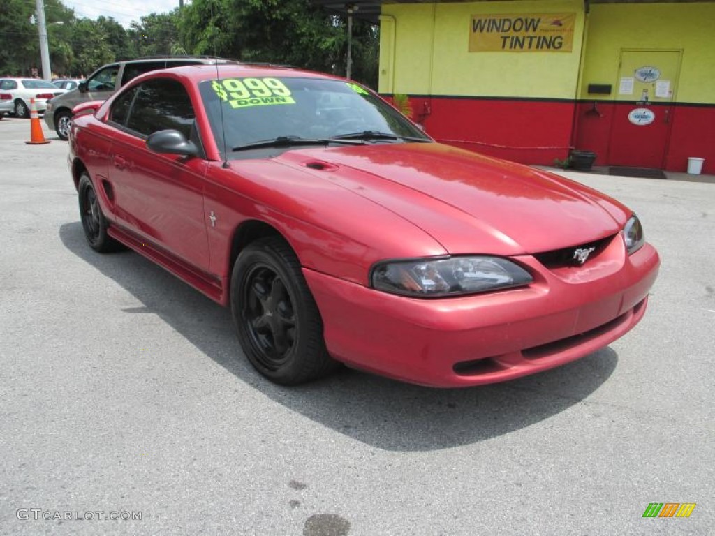 1998 Mustang V6 Coupe - Laser Red / Medium Graphite photo #1