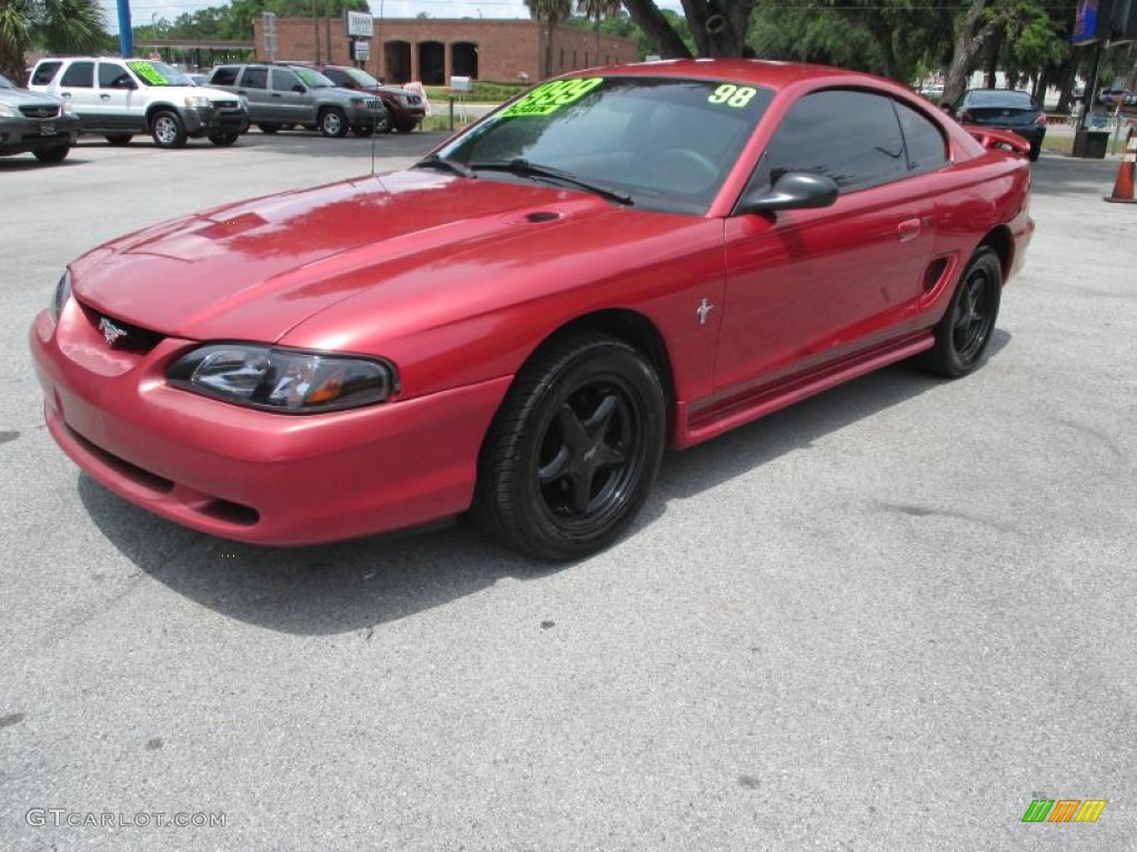 Laser Red 1998 Ford Mustang V6 Coupe Exterior Photo #93930083