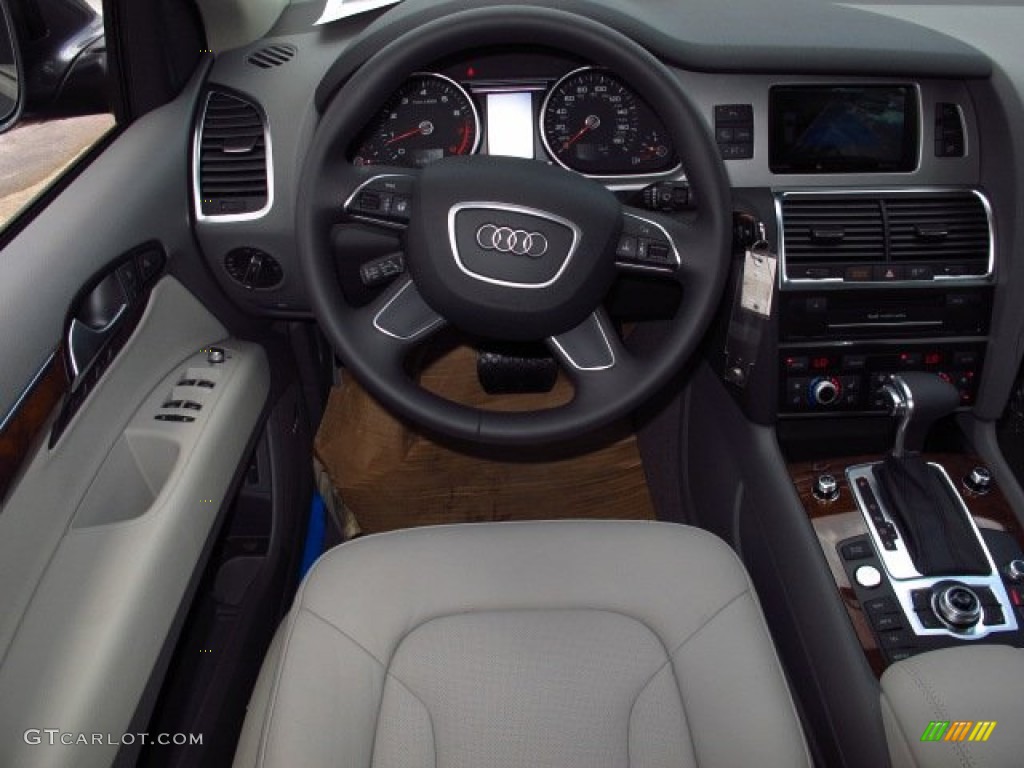 2014 Audi Q7 3.0 TFSI quattro S Line Package Limestone Gray Dashboard Photo #93941301