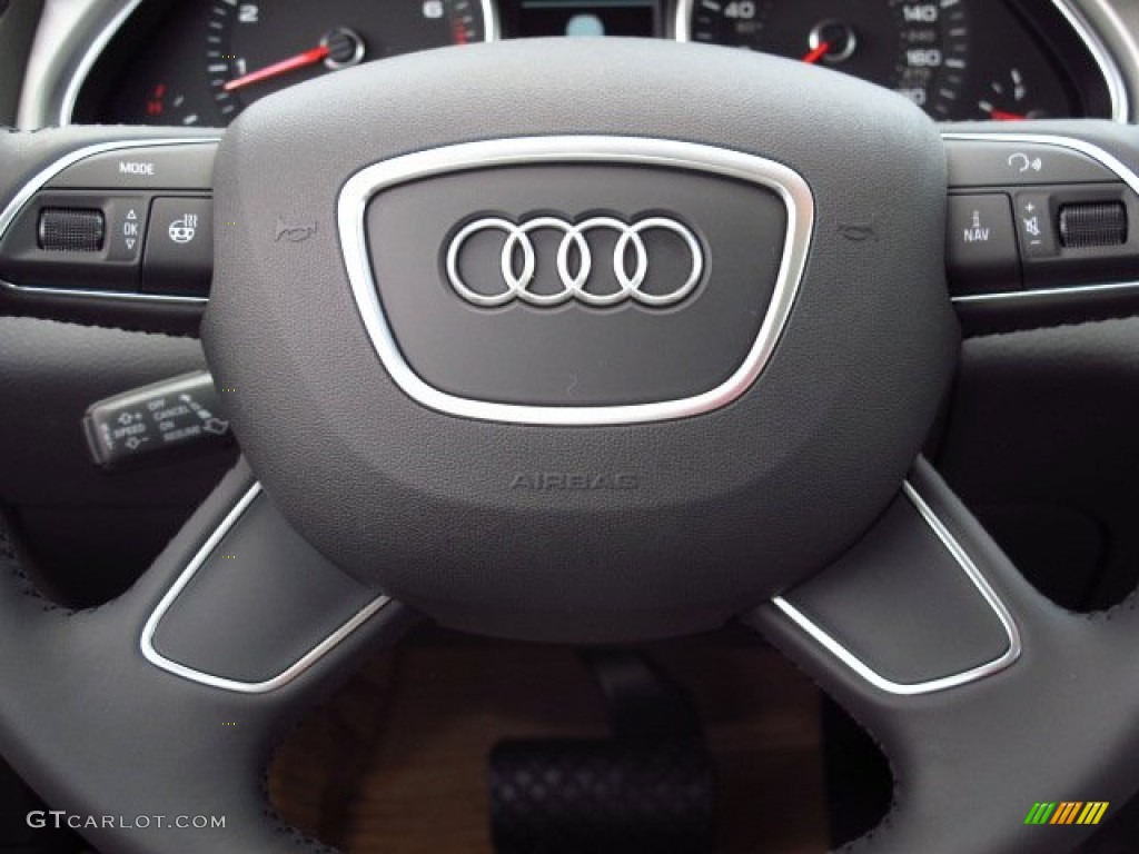 2014 Audi Q7 3.0 TFSI quattro S Line Package Limestone Gray Steering Wheel Photo #93941388
