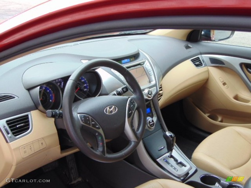 2013 Elantra Limited - Sparkling Ruby / Beige photo #12
