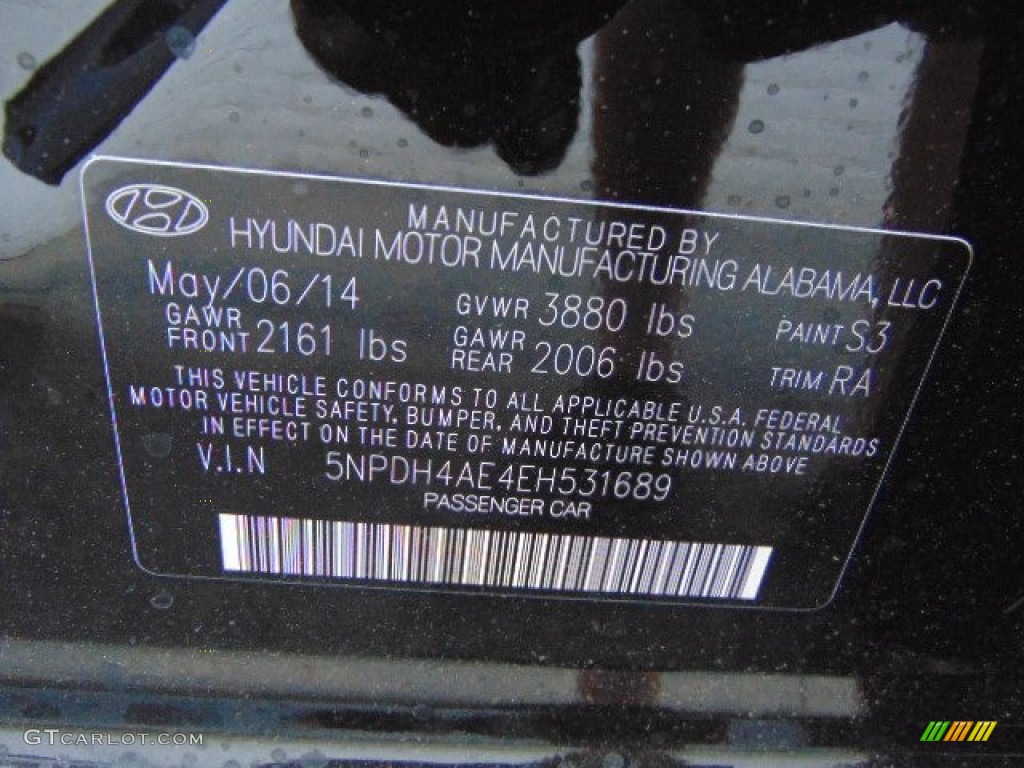 2014 Elantra SE Sedan - Black / Gray photo #15