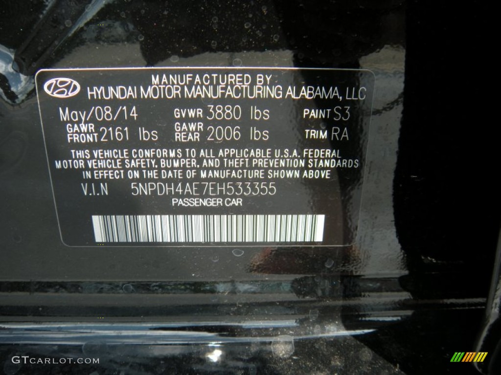 2014 Elantra SE Sedan - Black / Gray photo #33