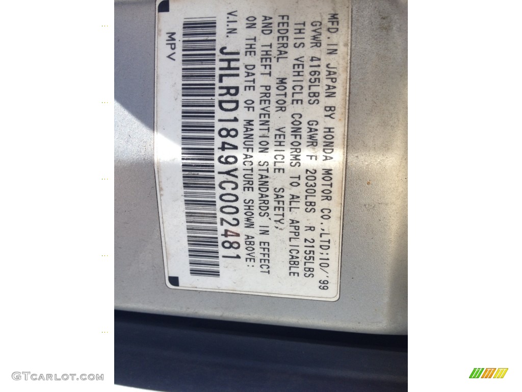 2000 CR-V LX 4WD - Sebring Silver Metallic / Dark Gray photo #1