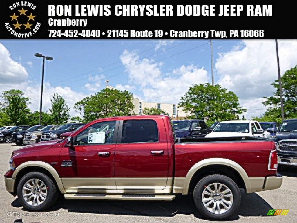 2014 1500 Laramie Longhorn Crew Cab 4x4 - Deep Cherry Red Crystal Pearl / Longhorn Canyon Brown/Light Frost photo #1