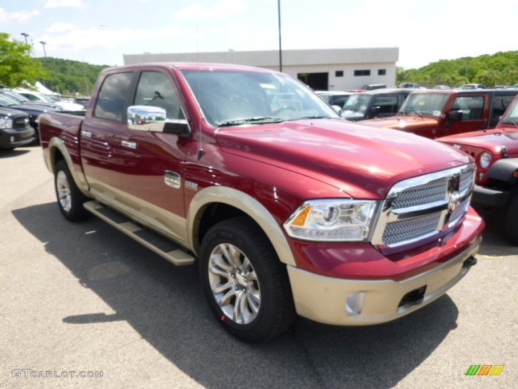 2014 1500 Laramie Longhorn Crew Cab 4x4 - Deep Cherry Red Crystal Pearl / Longhorn Canyon Brown/Light Frost photo #4