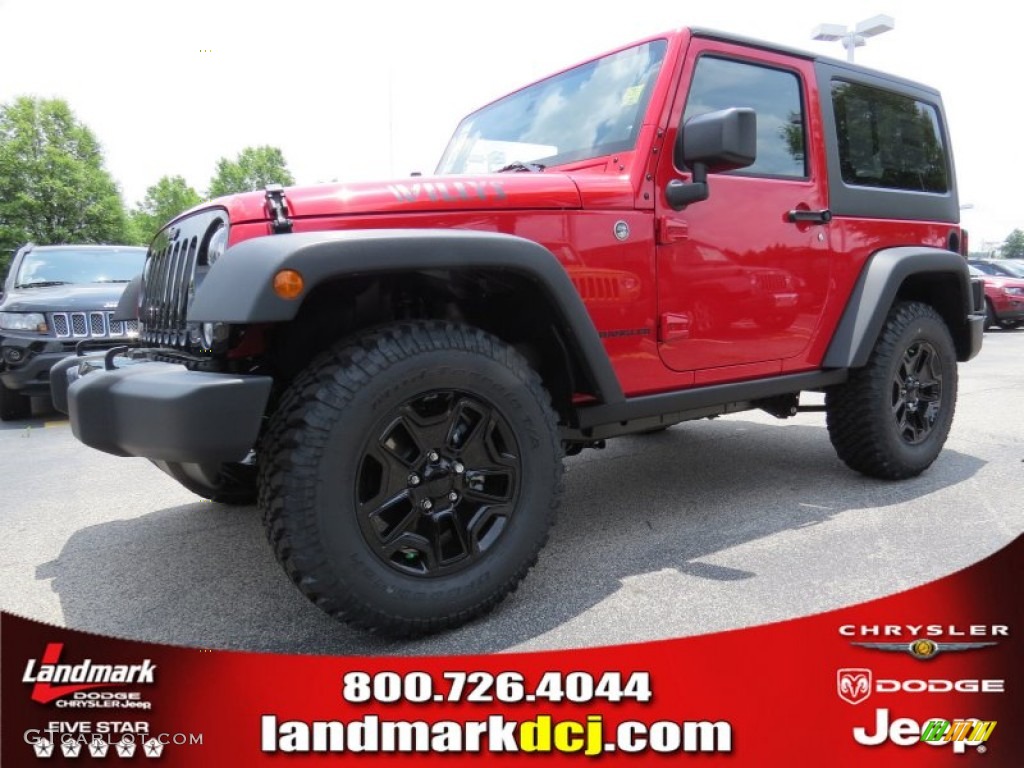 2014 Wrangler Willys Wheeler 4x4 - Flame Red / Black photo #1