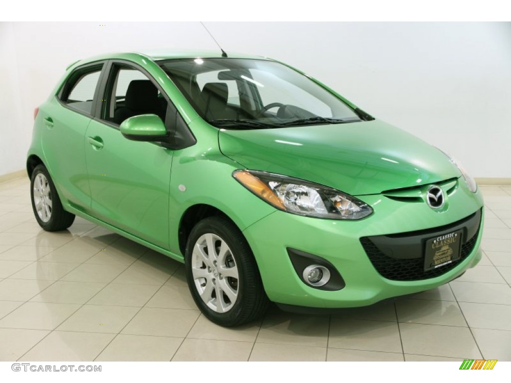 2012 MAZDA2 Touring - Spirted Green Metallic / Black w/Red Piping photo #1