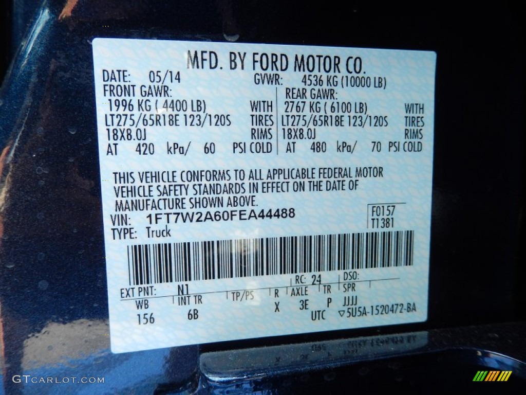 2015 F250 Super Duty Color Code N1 for Blue Jeans Photo #93988014