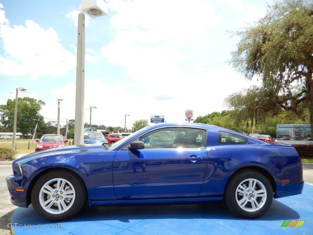 2014 Mustang V6 Premium Coupe - Deep Impact Blue / Medium Stone photo #2