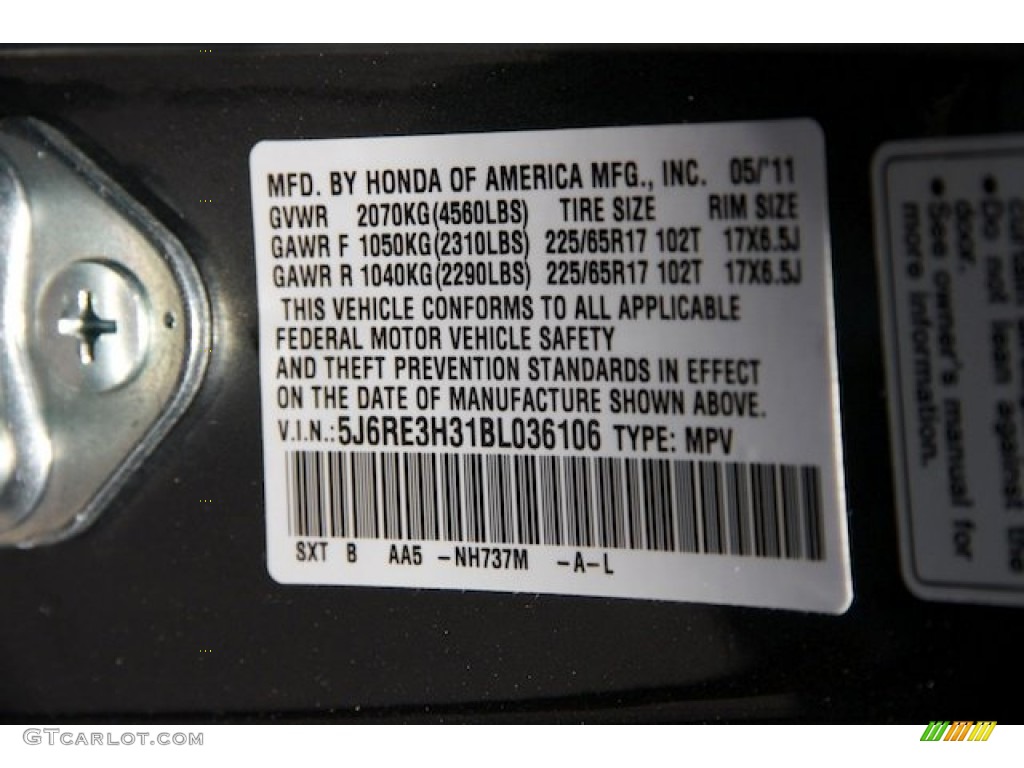 2011 CR-V LX - Polished Metal Metallic / Black photo #35