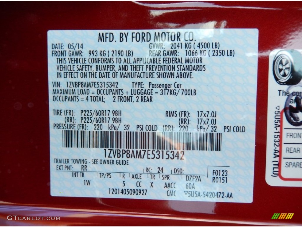 2014 Mustang V6 Coupe - Ruby Red / Charcoal Black photo #12