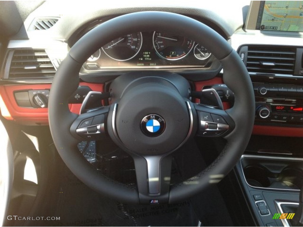 2014 4 Series 435i Coupe - Black Sapphire Metallic / Coral Red photo #9