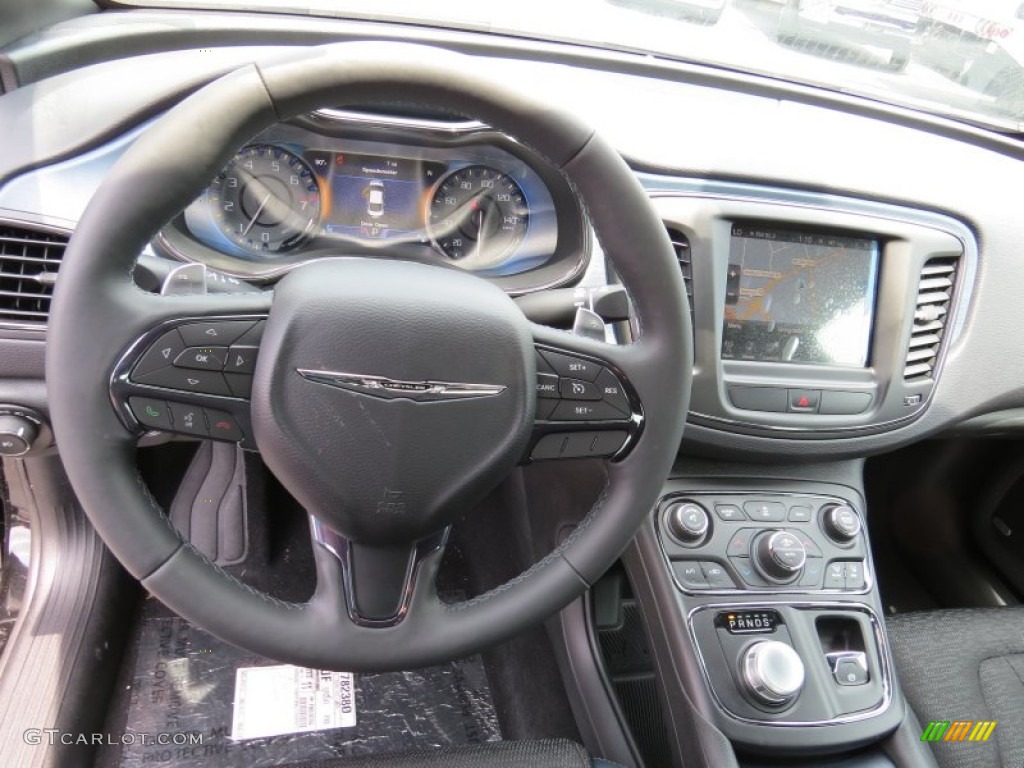 2015 Chrysler 200 S Black Steering Wheel Photo #93998281