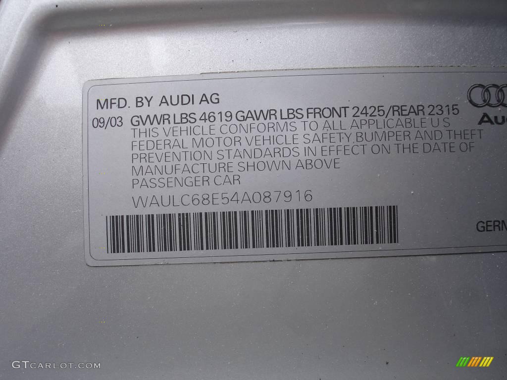 2004 A4 1.8T quattro Sedan - Light Silver Metallic / Ebony photo #14