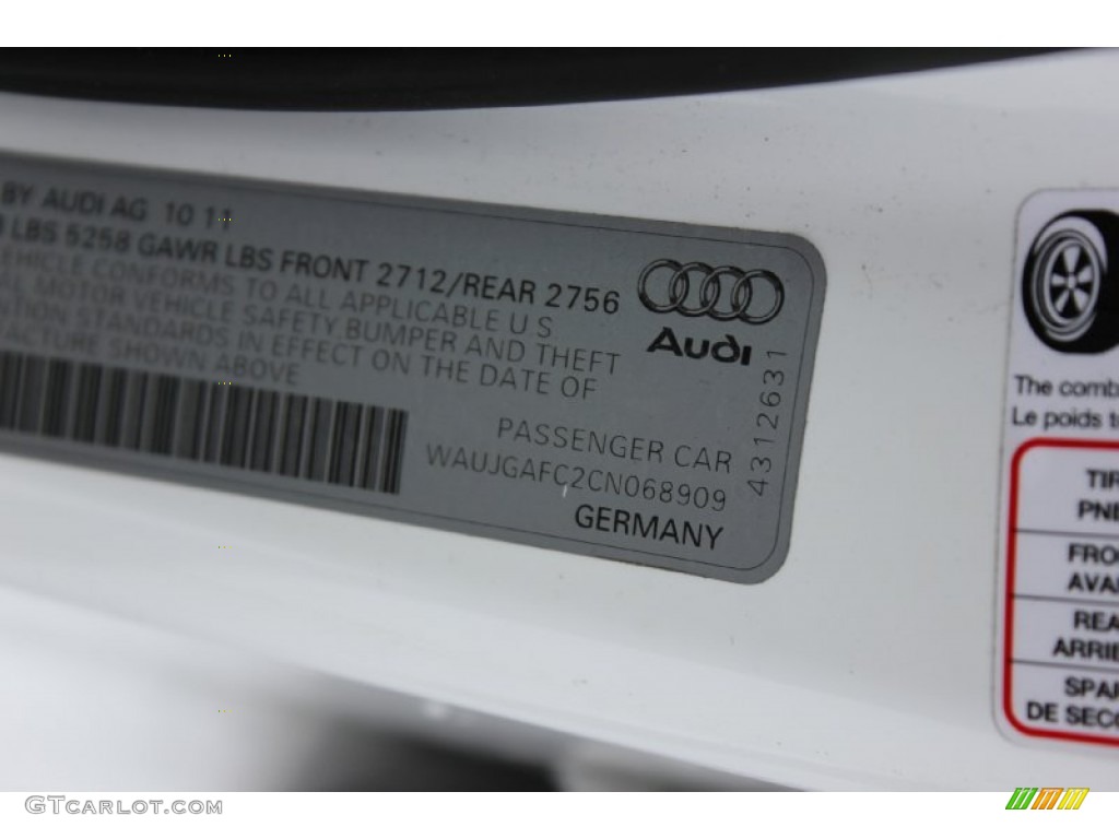 2012 A6 3.0T quattro Sedan - Ibis White / Velvet Beige photo #61