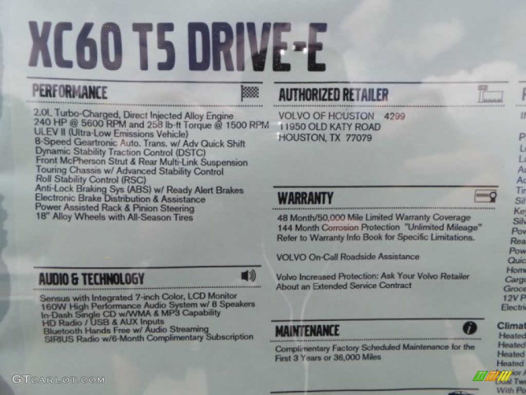 2015 Volvo XC60 T5 Drive-E Window Sticker Photo #94029200