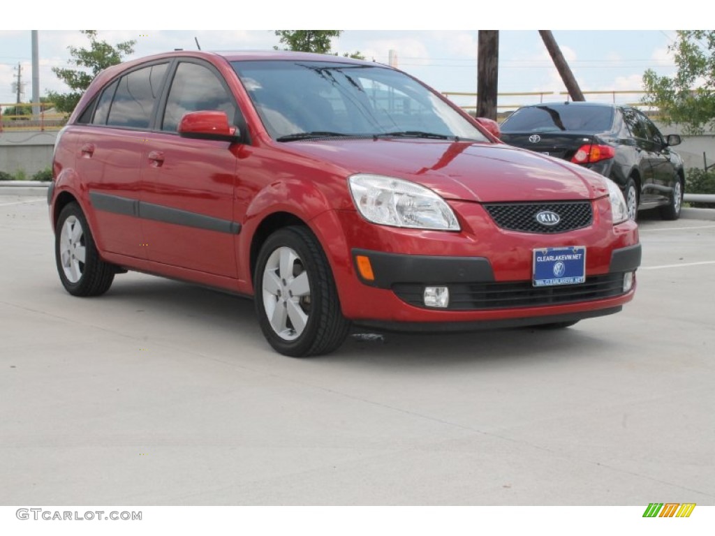 2008 Rio Rio5 SX Hatchback - Tropical Red / Gray photo #1