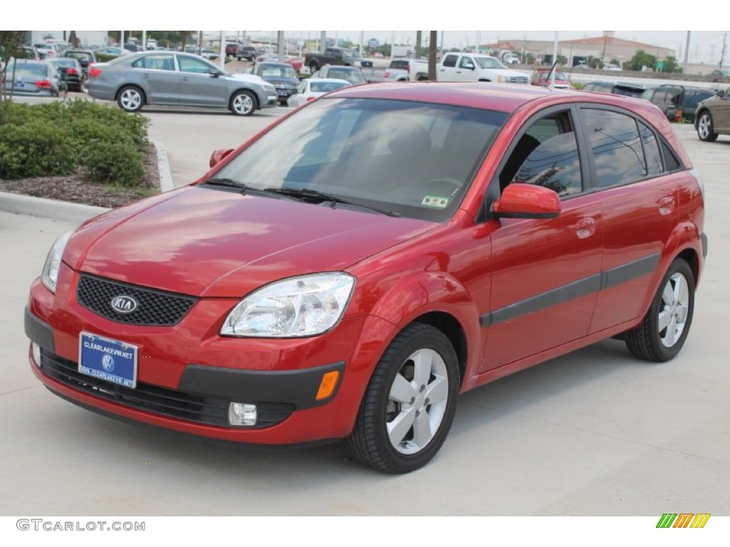 2008 Rio Rio5 SX Hatchback - Tropical Red / Gray photo #3
