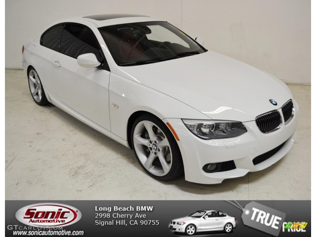 2011 3 Series 335i Coupe - Alpine White / Coral Red/Black Dakota Leather photo #1