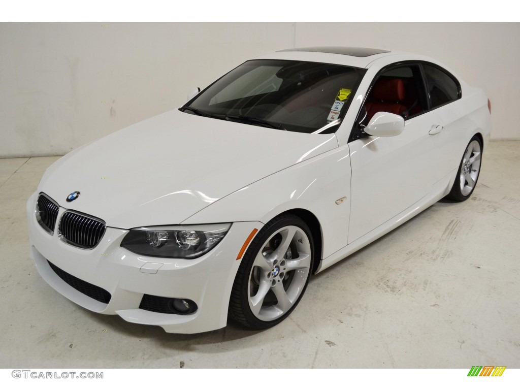 2011 3 Series 335i Coupe - Alpine White / Coral Red/Black Dakota Leather photo #9