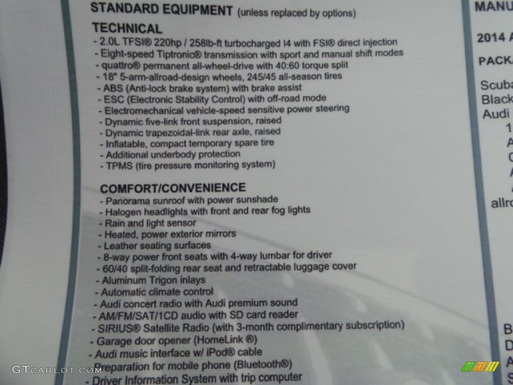 2014 Audi allroad Premium plus quattro Window Sticker Photo #94049266