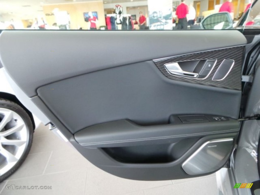 2014 Audi RS 7 4.0 TFSI quattro Black Valcona Leather w/Honeycomb Stitching Door Panel Photo #94051840