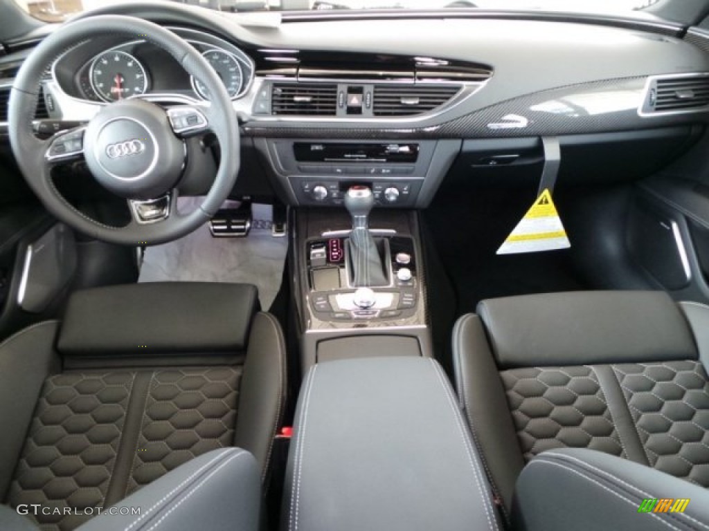 2014 Audi RS 7 4.0 TFSI quattro Black Valcona Leather w/Honeycomb Stitching Dashboard Photo #94051881