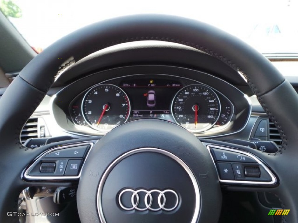 2014 Audi A7 3.0T quattro Prestige Black Steering Wheel Photo #94052239