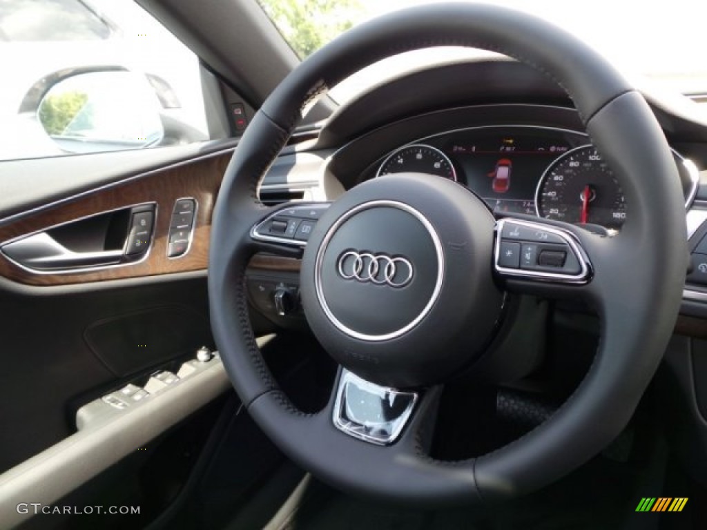 2014 Audi A7 3.0T quattro Prestige Black Steering Wheel Photo #94052287