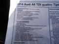 2014 Audi A6 3.0 TDI quattro Sedan Window Sticker