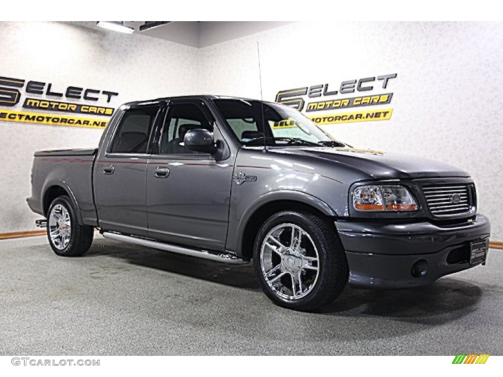 2002 F150 Harley-Davidson SuperCrew - Dark Shadow Grey Metallic / Black/Grey photo #3