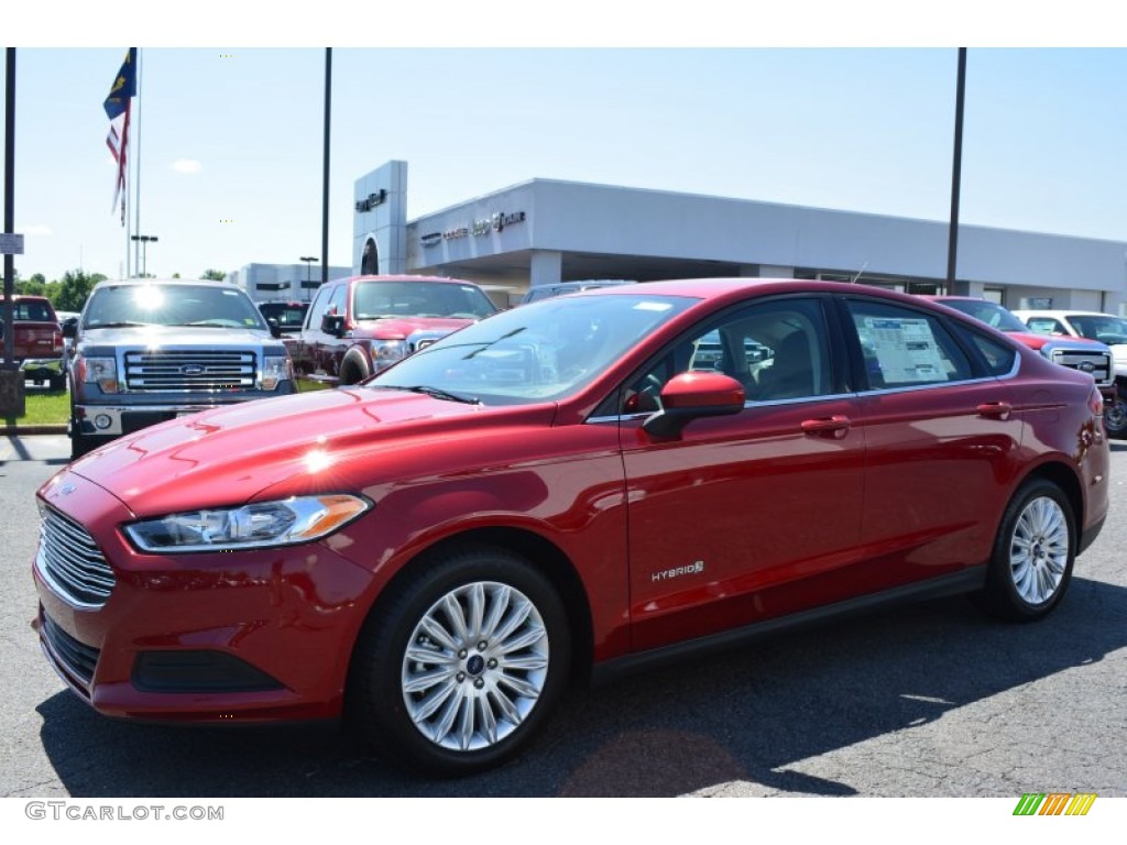 2014 Fusion Hybrid S - Ruby Red / Earth Gray photo #3