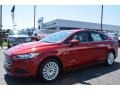 2014 Ruby Red Ford Fusion Hybrid S  photo #3