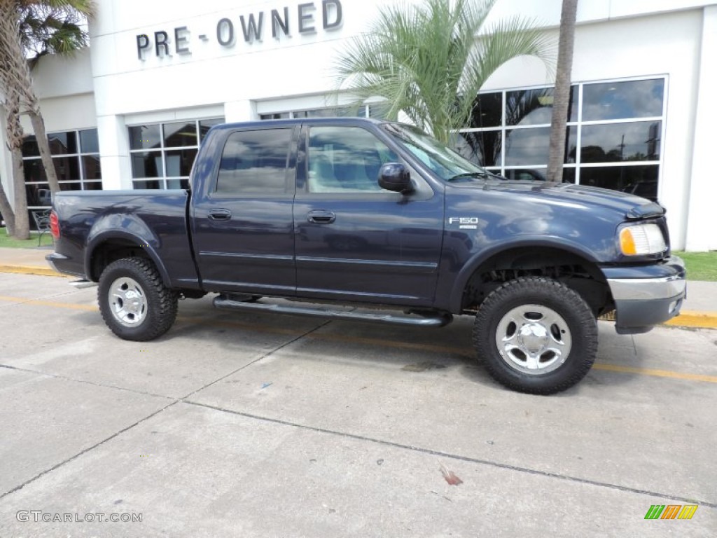 2001 F150 Lariat SuperCrew 4x4 - Charcoal Blue Metallic / Medium Graphite photo #2