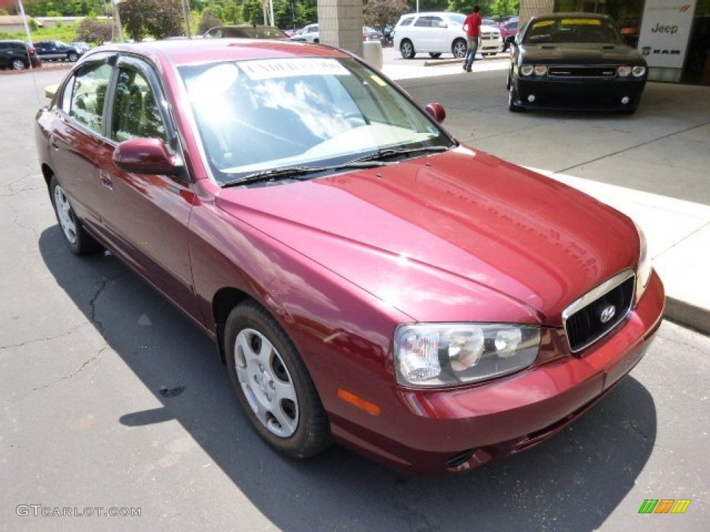 2002 Elantra GLS Sedan - Chianti Red / Beige photo #2