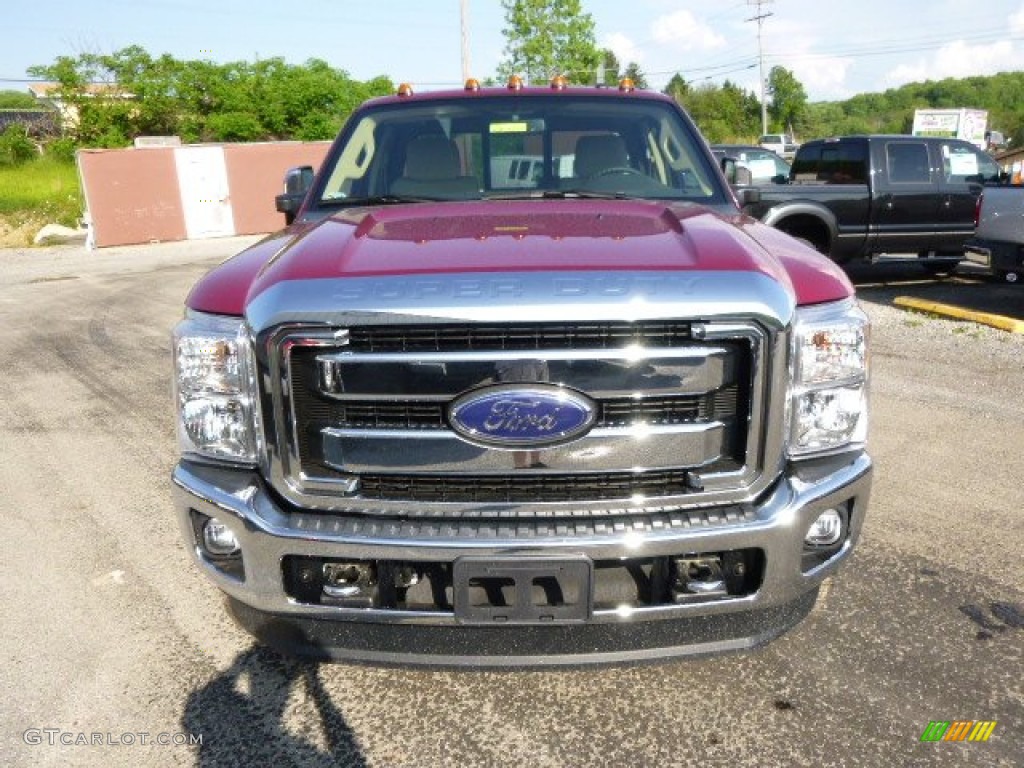 2015 F250 Super Duty XLT Crew Cab 4x4 - Ruby Red / Adobe photo #3