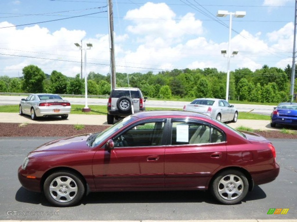 2002 Elantra GLS Sedan - Chianti Red / Beige photo #5