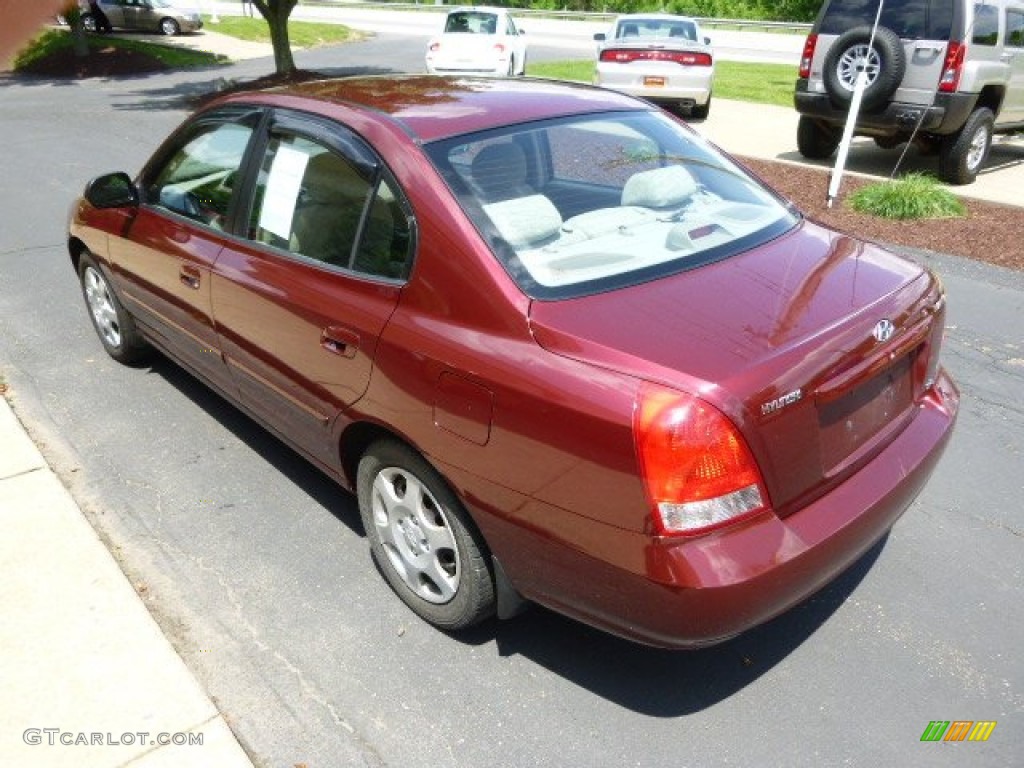 2002 Elantra GLS Sedan - Chianti Red / Beige photo #6