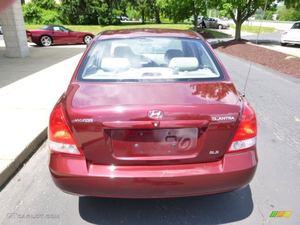 2002 Elantra GLS Sedan - Chianti Red / Beige photo #7